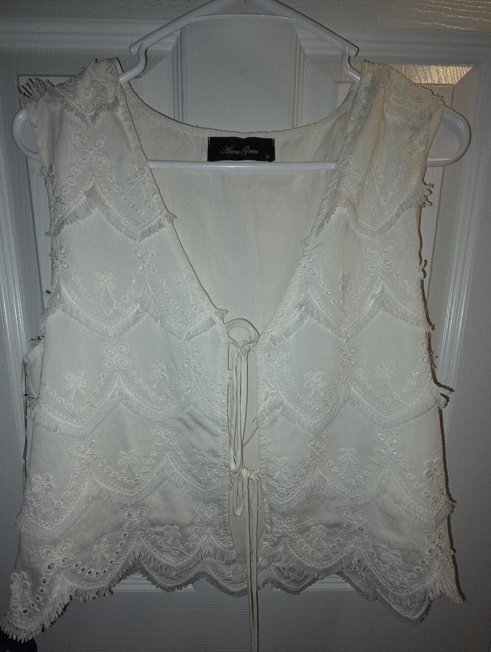 White Tie Front Top